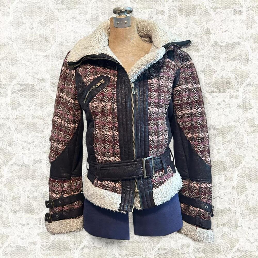 Desigual heavy tweed cropped jacket